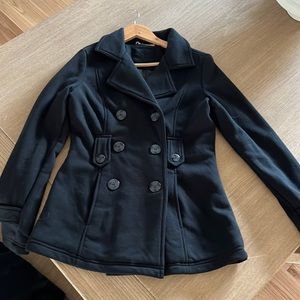 Womens black button down light weight dress coat